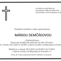 Posledná rozlúčka s Máriou Demčákovou r. Dankovičovou