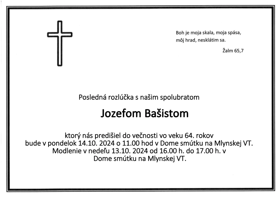 Posledná rozlúčka s Jozefom Bašistom