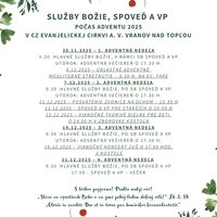Rozpis služieb Božích počas adventu 2025