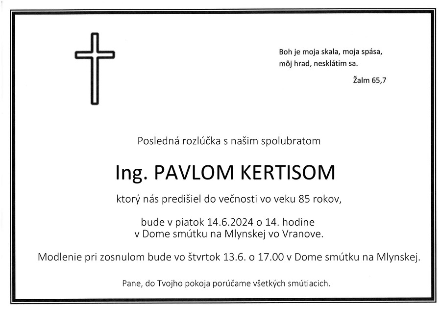 Posledná rozlúčka s Pavlom Kertisom